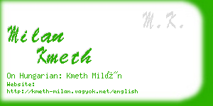 milan kmeth business card